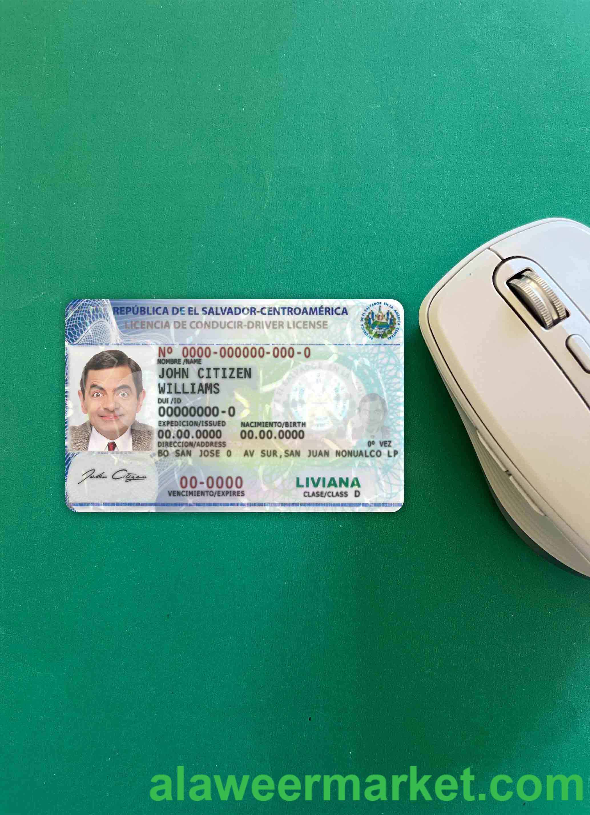 El Salvador driving license photolook FRONT